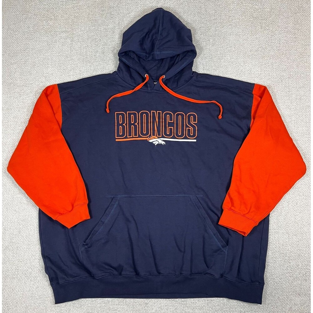Denver Broncos Hoodie Men's 5XL Pullover Fanatics Blue Orange NFL Football